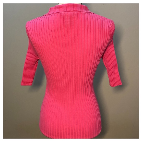 Boston Proper Ribbed Pink Rhinestone Zippered Top - Picture 4 of 8